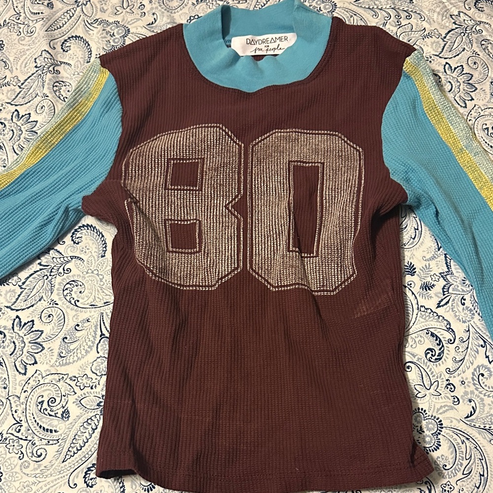 Free People Daydreamer Retro Brown and Teal Jersey